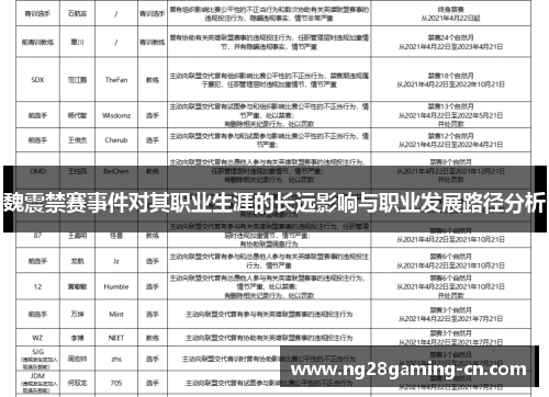 魏震禁赛事件对其职业生涯的长远影响与职业发展路径分析